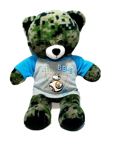 Build A Bear Camouflage Camo Plush Teddy Bear With Star Wars Shirt BABW