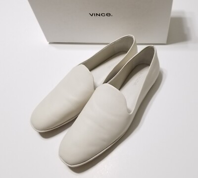 NIB Vince Paz Leather Flat Slip-On Loafer in Off White Size US 8, 9 $275