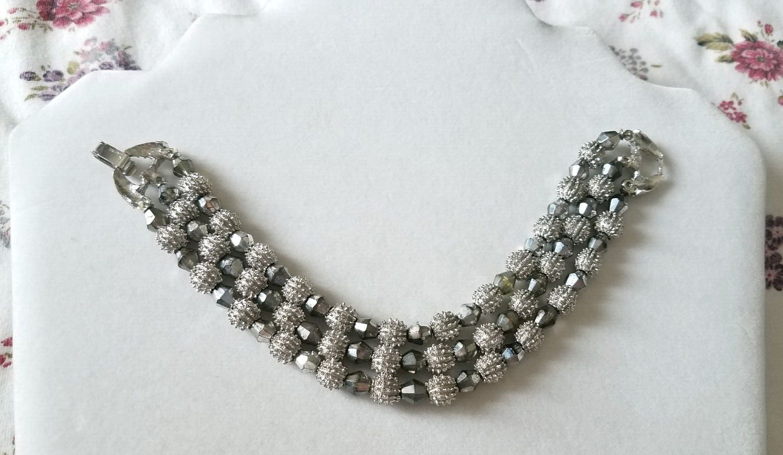 VTG Crown Trifari 1962 "Electra" 3 Strand Bracelet 7.… Gem