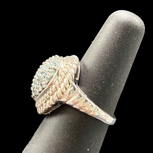 Blue Apatite Dome Ring Woman’s Size 6 Sterling Silver 925 Jewelry Rope Outline - Picture 5 of 10