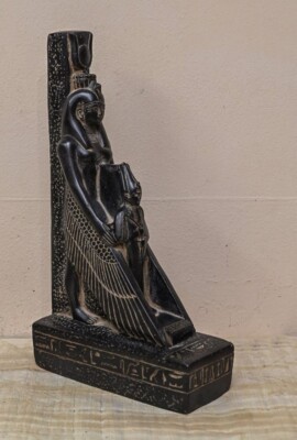 Egyptian statue of goddess Isis and Osiris heavy stone made in egypt