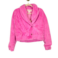 Nwt Saltwater Luxe Nowles Jacket Womens Small Pink Long Sleeve Faux Fur Fuzzy