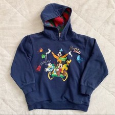 Disney Store boy's medium navy blue Mickey Mouse Goofy hooded sweatshirt