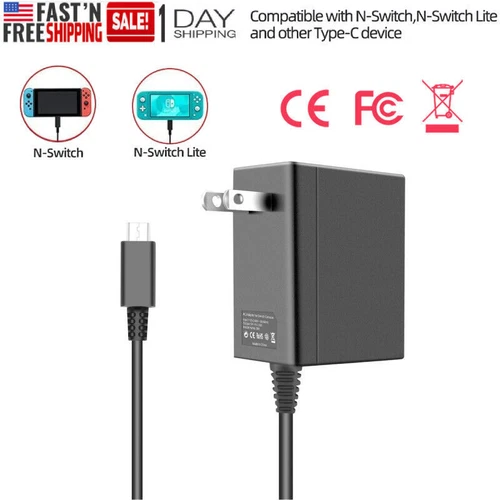 Switch Fast Charger For Nintendo Switch/Lite Ac Adapter Power Supply Type-C Cord