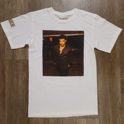 Drake T-Shirt Men's Small White Photo Print 100% Cotton Music Crew Neck Pullover