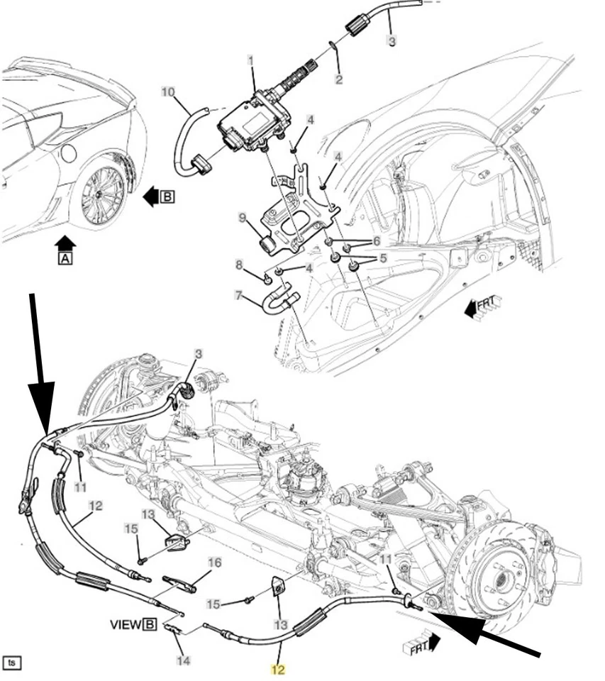 Nuevo cable de control de freno de estacionamiento trasero AALN, AALP 2014-2019 Chevrolet Corvette OEM Foto 3 de 4
