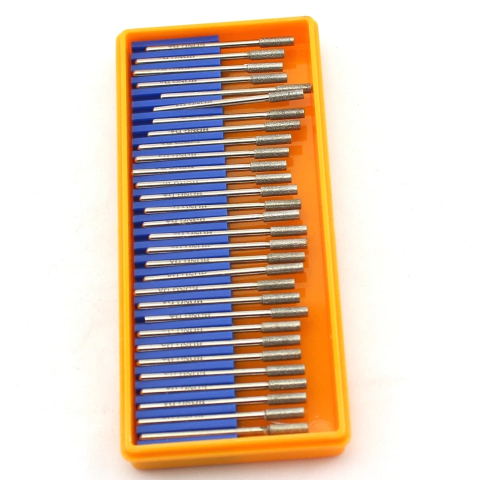 30Pcs Diamond Grinding Needle Set Cylindrical Carving Burr Bits Shank 2.35mm - Image 4 of 4