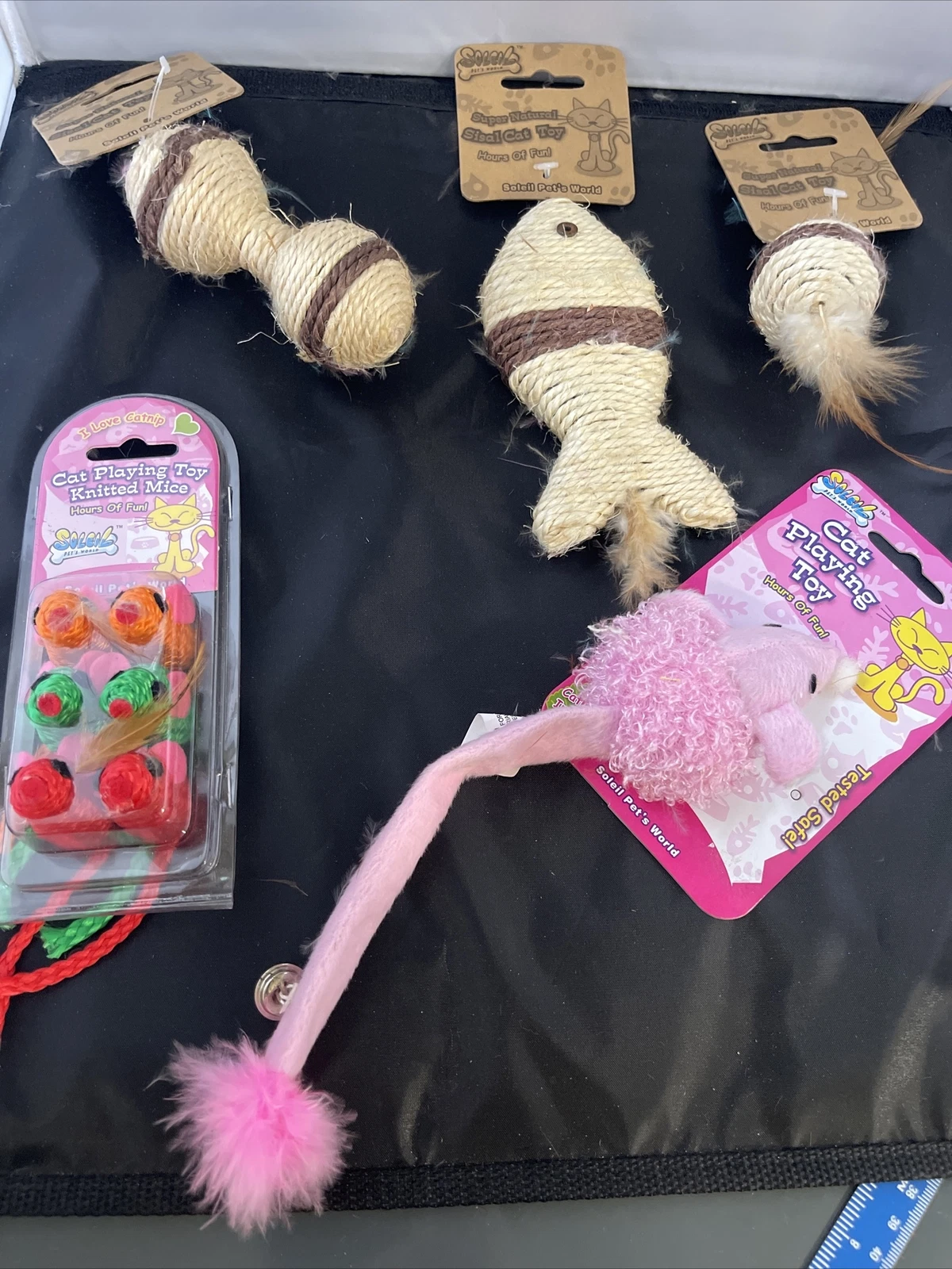 Soleil Pet's World Sisal cat toys & catnip toy, Knitted Mice lot of 5 NEW
