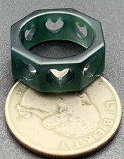 Video Certified Natural Green A Jadeite Jade Heart Circle Ring NO. 5  418946 TS