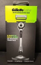Gillette Labs With Exfoliating Bar w/ 1 Razor + 1 Stand + 1 Cartridge NEW Sealed