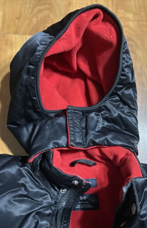 Jaqueta Nautica Preta Interior Vermelha Masculina Tamanho 8 Jaqueta Puffer - Imagem 3 de 4