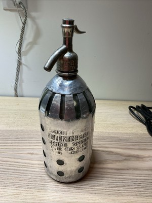 1943Vintage Metal Wrapped Glass Bottle C-20 Zoppi Y CIA RAFAELA ISTA .FEI