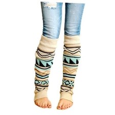 Knitted Leg Warmer for Women, 2 Pairs Knit Boot Socks Stocking One Size Beige