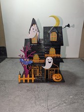 Halloween Haunted House Light Up Metal Tabletop Decoration Ghost Pumpkin Owl...