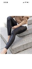 Spanx Moto Quilted Black Leggings Small Faux Leather 20248R Full Length Stretch