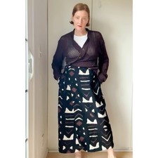 VTG 90s Cotton Wrap Skirt Women  s Size Large Abstract Print Boho Artwear India