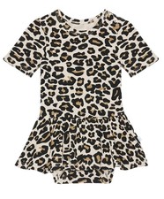 Posh Peanut Leopard Print bodysuit Dress 3-6 Months. New In Bag With Tags