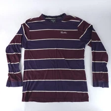 Primitive Skateboarding Shirt Mens Large Burgundy Purple Stripe Long Sleeve