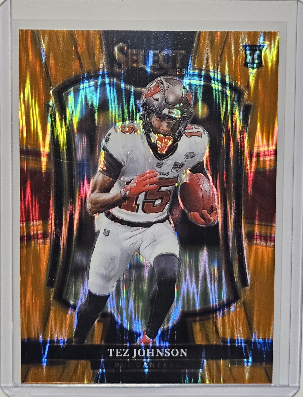 2025 Panini Select Tez Johnson #138 RC Orange Premier Level /399 Buccaneers 🔥