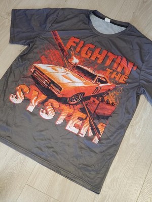 General Lee Men's XXL T-Shirt - ''Fightin' the System'' - Front & Back - AOP
