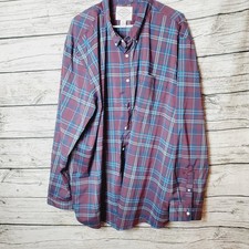 St. John's Bay Mens Big & Tall Burg Plaid Long Sleeve Button-Down Shirt 3XLT