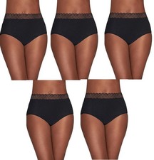 5 pcs Vanity Fair Flattering Lace Hi Cut Panties 13395 Black Sz - 6 /M