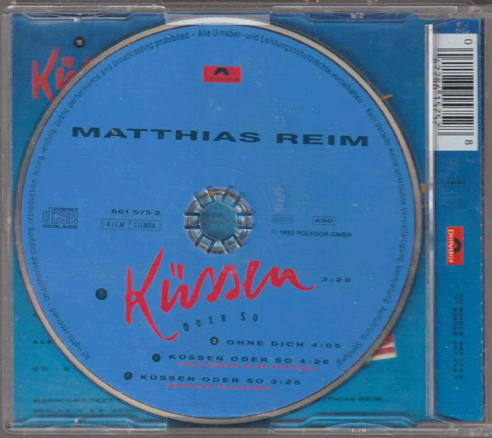 Matthias Reim - Küssen oder so (1993) [4 Track Maxi-CD] - Bild 2 von 3