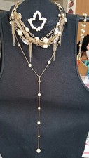 4 Pearl Themed & Inspired Mixed Jewelry Pieces Ivy/Maple Leaf Brooch Y Drop Nklc