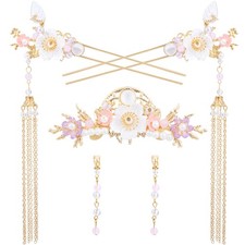 5 PCS Gold Flower Tassel Hairpin For Women Shape Wedding Hair Clip Accessory