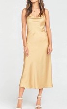 SHOW ME YOUR MUMU Verona Gold Luxe Satin Slip Dress Gown NWT SZ L