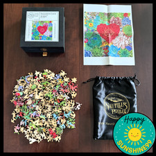 NAUTILUS WOODEN JIGSAW PUZZLE Succulent Love Plants Flowers NP20-201-272 EUC
