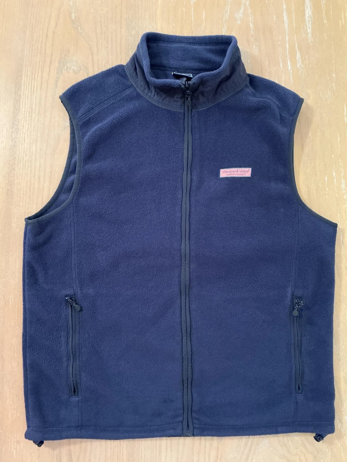 Vineyard Vines Vest Mens Medium Blue Fleece Full Zip Stand Collar Pockets Warm