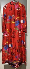 Vtg David Brown California Womens Sz Petit Half Zip House Coat Dress Abstract