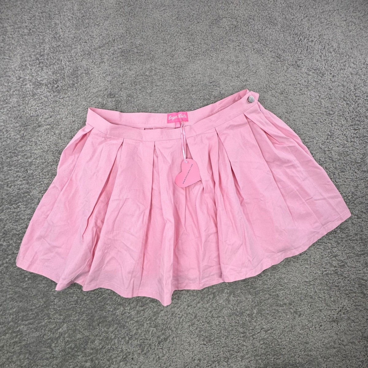 Sugar Thrillz Dolls Kill Pink Pleated Mini Skirt 1X Plus Size New