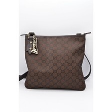 Gucci Monogram Jolicouer Charm Messenger Crossbody Purse Authentic Dark Brown