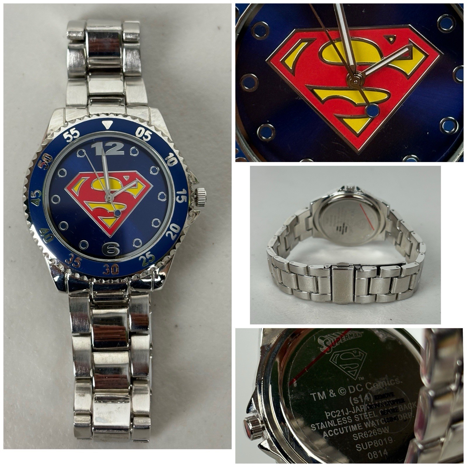 Dc Comics Superman Watch Stainless Steel Superman  Watch By Accutime
