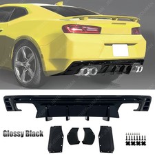 5pc Glossy Black Rear Bumper Diffuser Lip For 16-24 Chevy Camaro Wexhaust Cover 5pc Glossy Black Rear Bumper Diffuser Lip For 16-24 Chevy Camaro Wexhaust Cover