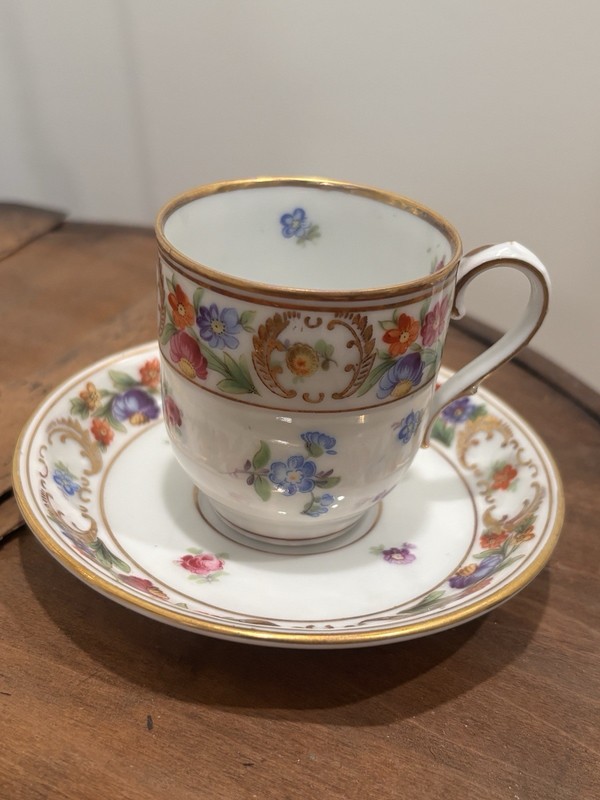 VTG Schumann Bavaria Cup Saucer Demitasse  Empress Dresdner Flowers