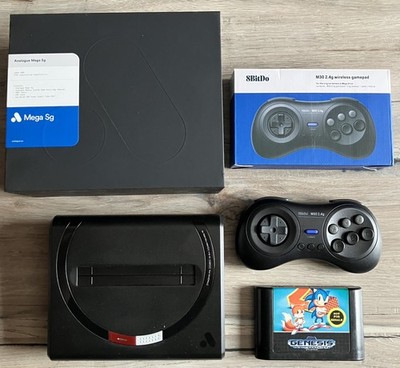 Analogue Mega SG with wireless game pad and Sonic the hedgehog 2 cartridge SEGA