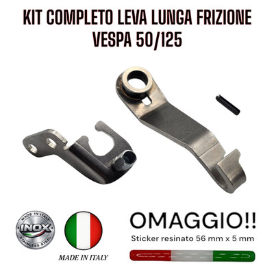 Vespa 50 / 125 long clutch lever - STAINLESS STEEL - COMPLETE KIT
