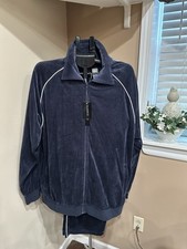 Men's Navy XL Velour Track Set Jogging Suit with Jacket Pants Classico New