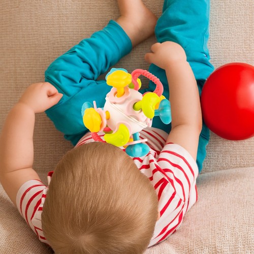 Malplay Sensory Ball Rassel Beißring Weiches bunt Babyspielzeug ab Geburt - Bild 8 von 12