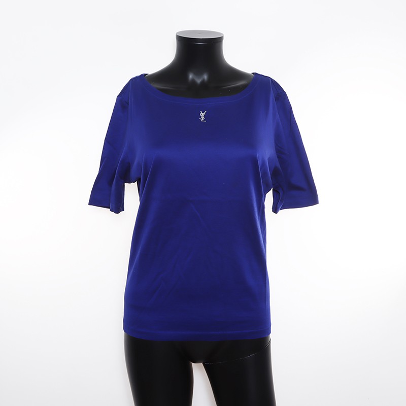 T shirt manica corta YVES SAINT LAURENT taglia: M strass logo YSL blu WS7832