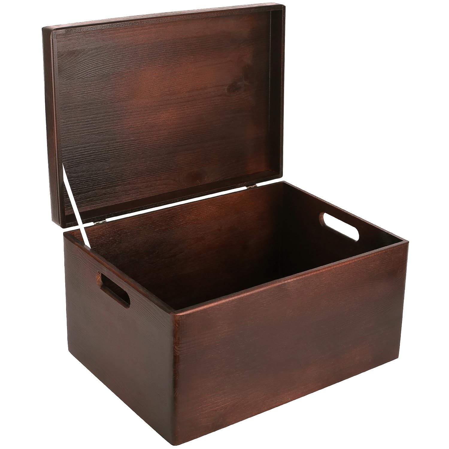 Boite rangement en bois marron coffre de rangement rectangulaire bois naturel avec couvercle