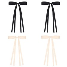4PCS Tassel Bow Hair Clips, Long Ribbon, Hair Bows, Womens Hair Accessories