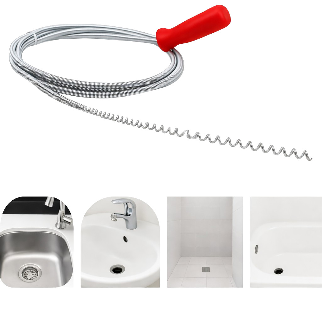 Manual Drain Snake Auger 10 Ft Pipe Clog Remover for Sink Tub Shower Toilet