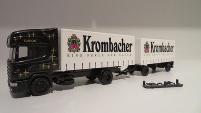 Herpa Scania 144L 530 V8 Hängerzug Krombacher Bier schwarz weiß 1:87 H0 Umbau