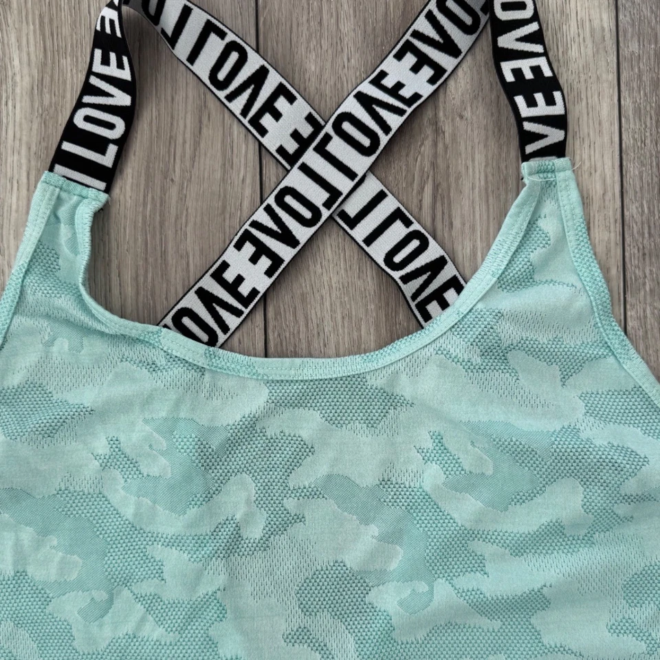 Camiseta sin mangas atlética para mujer XXL como nueva camuflada espalda cruzada correas de amor gimnasio entrenamiento Foto 4 de 4