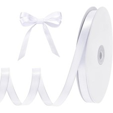 White Satin Ribbon 3/8 Inch x 120 Yards Thin Craft Ribbon for Gift Wrapping Bow