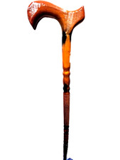 Wooden Walking Stick Strong Cane Handle Stunning Shiny Red wood 90cm✅